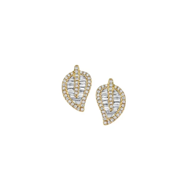 Anita Ko Yellow Gold Small Leaf Studs