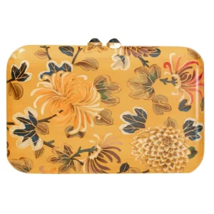 Silvia Furmanovich Yellow Peony Marquetry Clutch